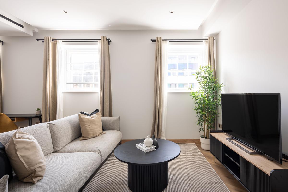 Modern luxury apartment interior with comfortable living space